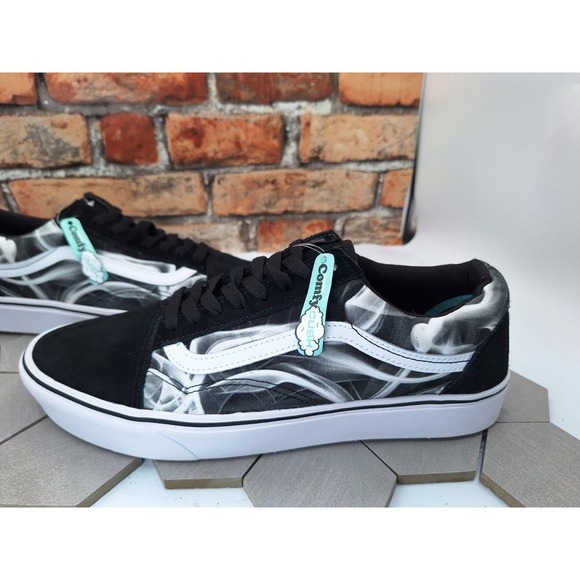 Men Sz 12 Vans Old School Comfy Cush Black White Swirl Sneakers CC After Dark - Picture 5 of 11